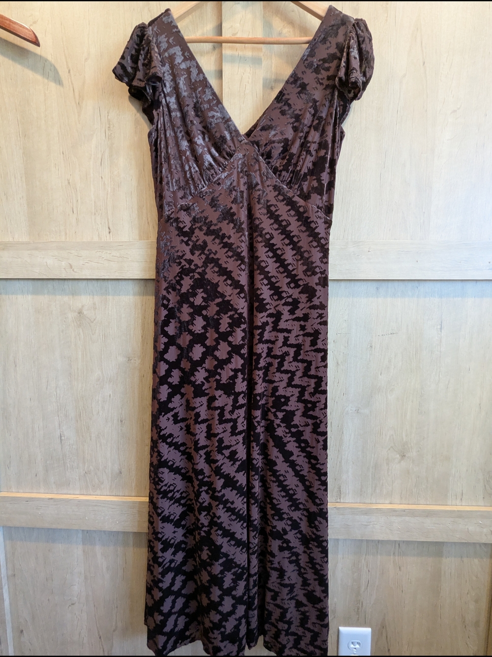 Calvin Klein Mauve and Dark Brown Abstract Midi Dress